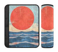 Japanese Waves Sunrise - 2 fundas para correas de asiento de automóvil, liberan el estrés en tu cuello y hombros, almohadilla para hombro para bolsa
