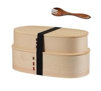 Japanese Wooden Lunch Box,Wooden Bento Boxes for Adults,Leakproof Stackable Food Container,Lunchbox Food Storage Container for Workers,Oval Shape Food Container Box for Sushi, Picnic(Raw Wood)