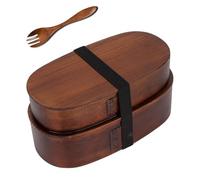 Japanese Wooden Lunch Box,Wooden Bento Boxes for Adults,Leakproof Stackable Food Container,Lunchbox Food Storage Container for Workers,Oval Shape Food Container Box for Sushi, Picnic(Large Lacquer)