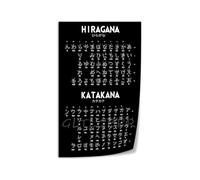 Japanese Writing System Chart, Hiragana and Katakana Stroke Order Canvas for Language Study(Framed,16x24inch(40x60cm))