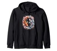 Japanese Yin Yang Koi Fish Sakura Watercolor Sudadera con Capucha