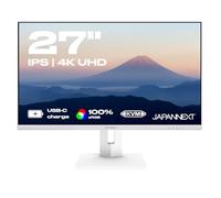 JapanNext Monitor Blanco 27" IPS 4K UHD (3840x2160) HDR | Carga a través de USB-C(65W) Altura e inclinación Ajustable(HSP) Altavoces G-Sync/FreeSync | Garantía de 2 años | JN-IPS27UHDR-C65W-HSP-W