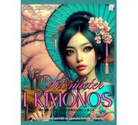 Japanska kvinnor i traditionell kimono Målarbok för barn och vuxna: Japansk målarbok