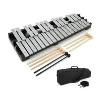 Japard Glockenspiel - Xilófono plegable de 30 notas, con base de madera y 30 llaves de metal, 4 mazos, bolsa de transporte, instrumento de percusión profesional de xilófono Glockenspiel para adultos y