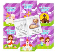 JAPBOR Libro para colorear de Cuaresma de Pascua - 24 mini libros de colores a granel para recuerdos de fiesta de niños, pequeñas páginas cristianas religiosas para colorear para escuela, aula
