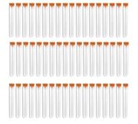 JAPCHET 100 tubos de ensayo de plástico transparente de 6 ml, 15 x 100 mm, botella de tubo de ensayo de plástico con tapa para cuentas de caramelo, sales de baño