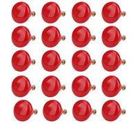 JAPCHET 20 Pomos de Cerámica Roja para Gabinete, Tiradores Cajones, Pomos de Puertas Interiores, 3,2 x 2,4 cm, con 20 Tornillos, Perilla Redonda de Cerámica