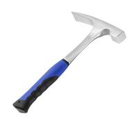 JAPCHET Martillo de púas de roca de 822.1 g, martillo de ladrillo azul de cabeza plana sin agarre antiadherente, martillo geólogo de acero, martillo de albañil para exploración