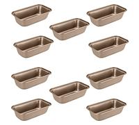 JAPCHET Paquete de 10 mini moldes para pan de 6.1 x 3.35 pulgadas, antiadherentes para hornear pan, bandeja rectangular para hornear en horno