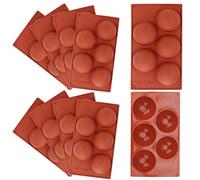 JAPCHET Paquete de 10 moldes de silicona de 8 cm con 5 cavidades, formas semicirculares, moldes de chocolate, moldes de silicona de media bola grande para gelatina, pastel de mousse de cúpula,