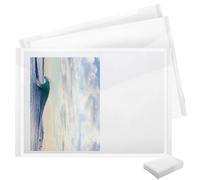 JAPCHET Paquete de 100 carteras de plástico transparente A4, cartera de plástico con broche, carpeta de documentos transparente para tareas de oficina