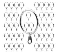 JAPCHET Paquete de 50 anillos de cortina de metal plateado de 30 mm para cortinas de ducha y cortinas