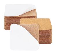 JAPCHET Paquete de 80 cuadrados de corcho autoadhesivos, 96 x 96 mm, posavasos de 1 mm, hojas cuadradas para pared, alfombrillas de azulejos pequeños