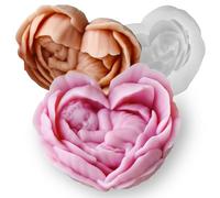 Japleed Moldes de jabón de silicona para baby shower, moldes de velas en forma de rosa para hacer velas, bonitos moldes 3D para decoración de pasteles de chocolate, fondant, bricolaje, corazón, floral