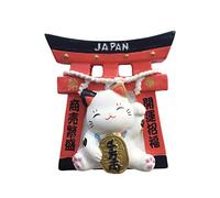 Japón 3D Torii Lucky Cat Refrigerador Imán Recuerdos de Viaje de Resina, Decoración Hecha a Mano para el hogar y la Cocina Japón Imán de Nevera Colección Regalo