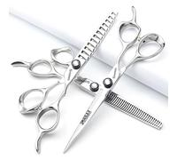 Japón 440 Steel Scissors Professional Hairdressors for Barber Thinning Hair Shears 5.5/6/6.5 inch(6,5 pulgadas y 3 piezas-A)