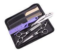 Japón 6,0 Pulgadas Tijeras De Corte Profesionales De Peluquería Tijeras De Peluquero Profesional Tijeras De Reducción Del Pelo Conjunto De Tijera Con La Maquinilla De Afeitar L73537,Plata,6 inch