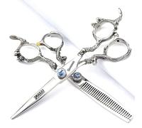 Japón 6/7/7.5/8/9 pulgadas pelo profesional estilista tijeras peluquería estudio profesional herramientas de modelado tijeras de corte + tijeras de adelgazamiento de huesos de pescado (6 pulgadas, 2