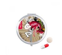 Japón Carp olas patron Travel bolsillo píldora caso medicina dispensador espejo regalo caja de almacenamiento