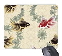 Japón Cultura Arte de estilo japonés Rojo, Pez dorado, Negro, Agua, malezas, Repetir, Ilustración, Patrón, Rectángulo, Antideslizante, Goma, Alfombrilla de ratón, Juego, Alfombrilla de ratón