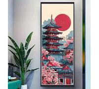 Japón Diamond Painting Kit Completo, 5D Kit Diamond Painting Edificio Pintura Diamante, DIY Punto de Cruz Dibujos con Diamantes, Puzzle Diamond Art para Decoración de la Pared 20x50 cm/7.8x19.6 Inch