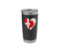 Japón Dinamarca Corazón Bandera Japonesa Bandera Danesa Corazón Grunge Vaso térmico de acero inoxidable de doble pared