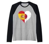 Japón España Bandera Orgulloso Aficionado Español Japonés Camiseta Manga Raglan