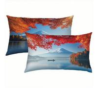 Japón Fundas Cojines 40x80 Terciopelo Juego de 2, Lujosas Funda Cojin Landscape Súper Suaves y Cómodas, Funda de Almohada Durable y Fácil Cuidado, Adecuado para Sofá, Cama, Silla o Jardín S5-572