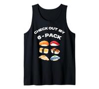 Japón gráfico sushi divertido Check my 6-Pack japonés Camiseta sin Mangas
