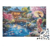 Japón jardín Escena Puzzles Imposible,desafío for Adults Interesante Entretenimiento Creativo 1000 Piezas Obra De Arte De Juego De para Adultos Y Niños A Partir De 12 Años 38x26cm/1000pcs