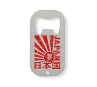 Japón Kanji Style Red Rising Sun Faded Poster Acero Inoxidable Abridor de Botellas Plateado