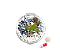 Japón kimono mujer espada samurai Travel bolsillo píldora caso medicina dispensador espejo regalo caja de almacenamiento