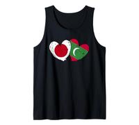 Japón Maldivas Corazón Banderas Japonesas Maldivas Doble Bandera Camiseta sin Mangas
