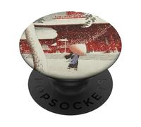 Japón Nieve Kimono Walk Templo Rojo Puerta Escena Hasui Kawase PopSockets PopGrip Adhesivo