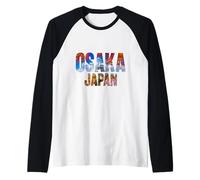 Japón Osaka Castillo Otoño Paisaje Dentro Letras Camiseta Manga Raglan