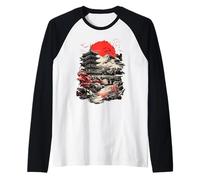 Japón Pagoda Monte Fuji Sakura Paisaje Vintage Camiseta Manga Raglan