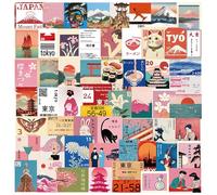 Japón Pegatinas 100 pcs, Japonesas Viaje Sticker para Scrapbooking, Diario, Album Fotos, Maletas, Impermeables Calcomanías de Vacaciones con Temática Japon (Japón)