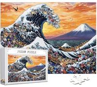 Japón Puzzle 4000 Piezas Adultos, Puzzle Ondas Patrón Diseño, Jigsaw Adultos, 5D DIY Artesanía Familia Actividades con Embalaje de Caja de Regalo, Home Room Wall Decor, Regalo Mujer, 141x87cm,Model196