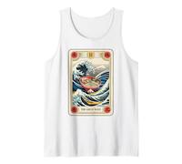Japón Ramen Bowl Surfeando Gran Ola Fuera de Kanagawa Tarot Card Camiseta sin Mangas