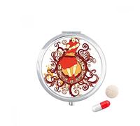 Japón Rojo espada samurai ilustración Travel bolsillo píldora caso medicina dispensador espejo regalo caja de almacenamiento