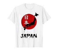 Japón, Rojo, Naciente, Sol, con, país, Mapa, símbolo, japonés, Camiseta