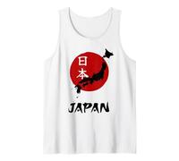 Japón, Rojo, Naciente, Sol, con, país, Mapa, símbolo, japonés, Camiseta sin Mangas