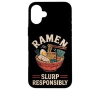 Japón sorbe responsablemente Fideos soba Recuerdo japonés Otaku Carcasa para iPhone 16 Plus
