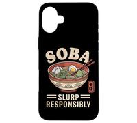 Japón sorbe responsablemente Fideos soba Recuerdo japonés Otaku Carcasa para iPhone 16 Plus