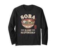 Japón sorbe responsablemente Fideos soba Recuerdo japonés Otaku Manga Larga