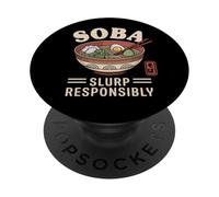 Japón sorbe responsablemente Fideos soba Recuerdo japonés Otaku PopSockets PopGrip Adhesivo