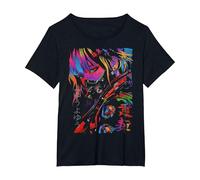 Japón Streetwear Cyberpunk Y2K Techwear Retro Manga Anime Camiseta, Mujer Tallas Grandes, Negro, 1XL Grande