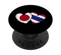 Japón Tailandia Corazón Banderas Japonés Tailandés Love Pride PopSockets PopGrip Adhesivo