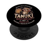 Japón Tanuki Sake Beer Cute Japan Folklore Travel Souvenir PopSockets PopGrip Adhesivo