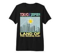 Japón Tokyo Skyline Cityscape con Camiseta de Cultura artística Japonesa Camiseta Premium